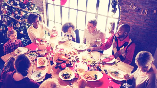 family gathered together over a holiday meal